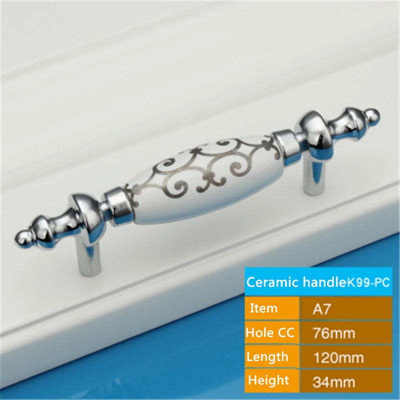 Length 120mm Hole pitch 76mm Zinc alloy ceramic handle cabinet knob drawer pulls chrome shiny finish Silver flower print
Length 120mm Hole pitch 76mm Zinc alloy ceramic handle cabinet knob drawer pulls chrome shiny finish Silver flower print