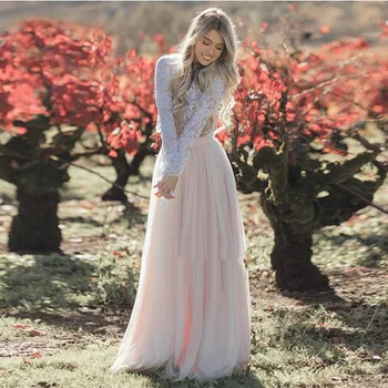 Two Piece Wedding Dress Boho O-Neck Lace Ling Sleeve Wedding Gowns Princess Tulle Bridal Dress 2020 Free Shipping
Two Piece Wedding Dress Boho O-Neck Lace Ling Sleeve Wedding Gowns Princess Tulle Bridal Dress 2020 Free Shipping