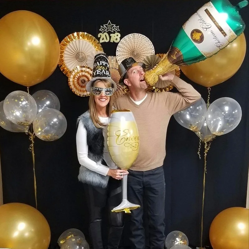 

Party Decoration Golden Crown Champagne Glasses Whiskey Bottle Foil Balloon High School Ball Party Helium Balloons Globos