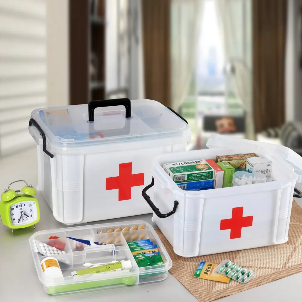 

First Aid Kit Medicine Chest Family Home Health Care Drug Storage Box Cabinet