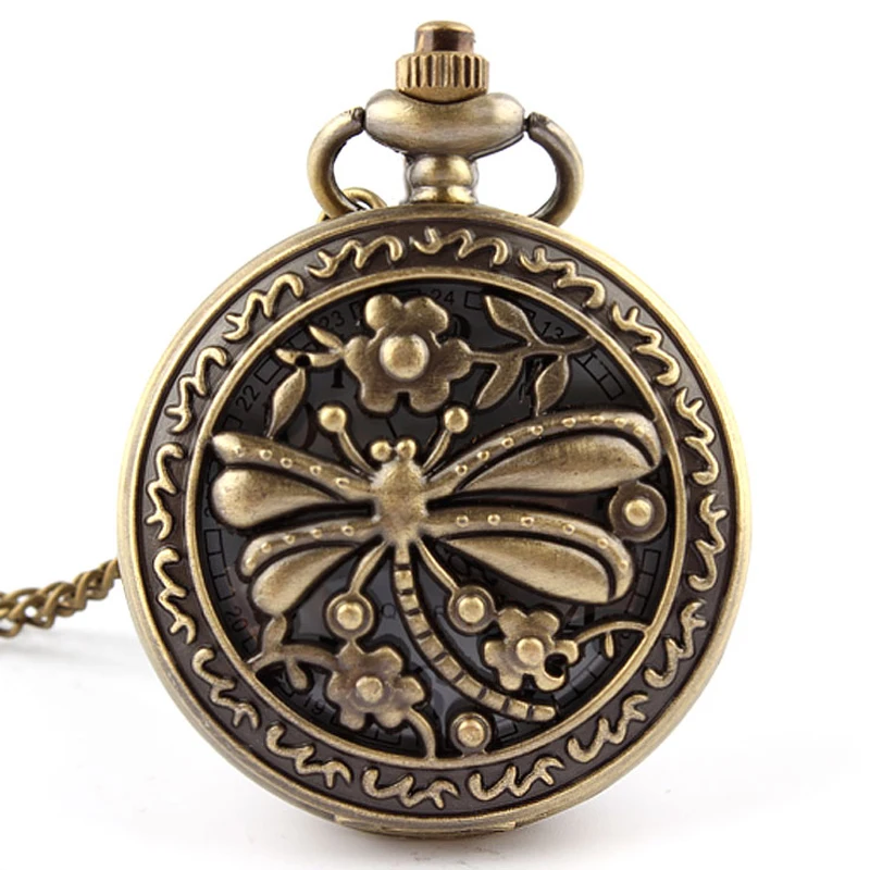 Antique Flower Dragonfly Pocket Watch Bronze FOB Chain Quartz Pocket Watch Women Men Flip Case Fob Clock Men Ladies Girl Gifts
Antique Flower Dragonfly Pocket Watch Bronze FOB Chain Quartz Pocket Watch Women Men Flip Case Fob Clock Men Ladies Girl Gifts