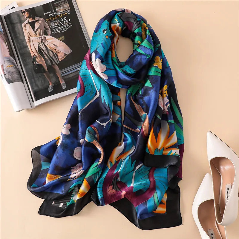 Women Parrot Pattern 100 Natural Silk Scarf Luxury Designer Bird Wraps and Shawls Brand Long Foulard Bandana Beach Cover-ups New
Women Parrot Pattern 100 Natural Silk Scarf Luxury Designer Bird Wraps and Shawls Brand Long Foulard Bandana Beach Cover-ups New