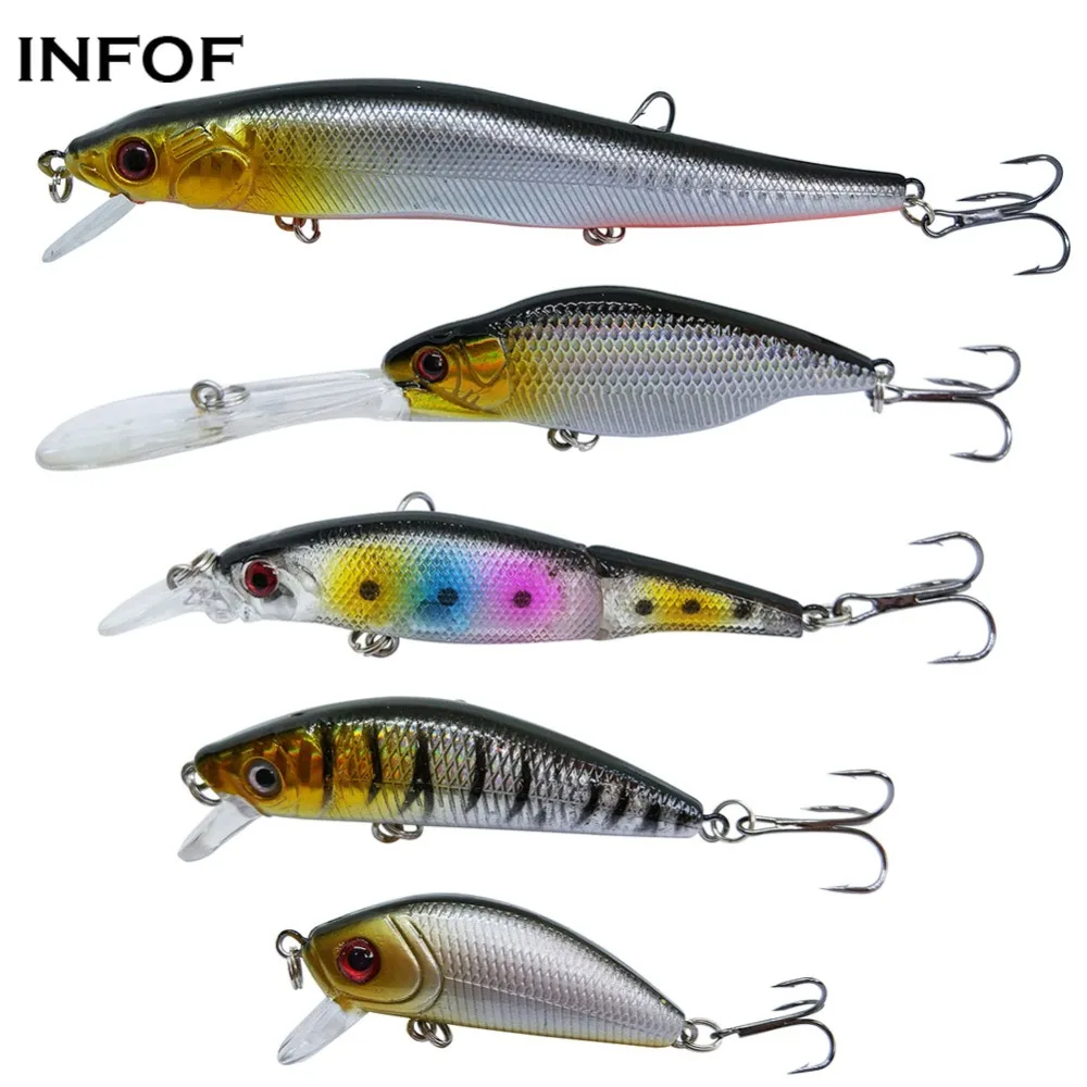 INFOF 5-piece Fishing Lure Kit Jointed Minnow Crankbait Saltwater Trolling Minnow Lifelike Hard Baits Bass Fishing Lures
INFOF 5-piece Fishing Lure Kit Jointed Minnow Crankbait Saltwater Trolling Minnow Lifelike Hard Baits Bass Fishing Lures