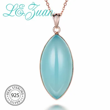L&zuan 925 Sterling Silver Natural Chalcedony Blue Stone Leaf Necklace & Pendant For Woman With Silver Chain Christmas Gift
L&zuan 925 Sterling Silver Natural Chalcedony Blue Stone Leaf Necklace & Pendant For Woman With Silver Chain Christmas Gift