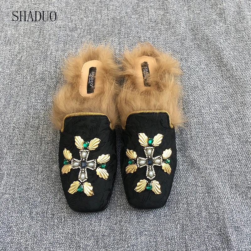 2018 women top quality Silk Baroque style Muller fox fur half drag diamond flower fur one flat shoes
2018 women top quality Silk Baroque style Muller fox fur half drag diamond flower fur one flat shoes