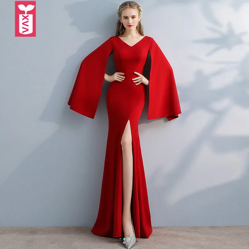 XVA Export 2018 Wine Red Formal Trumpet Evening Open fork Floor-length Dress Womens Wedding Maxi long Side Split Dress
XVA Export 2018 Wine Red Formal Trumpet Evening Open fork Floor-length Dress Womens Wedding Maxi long Side Split Dress