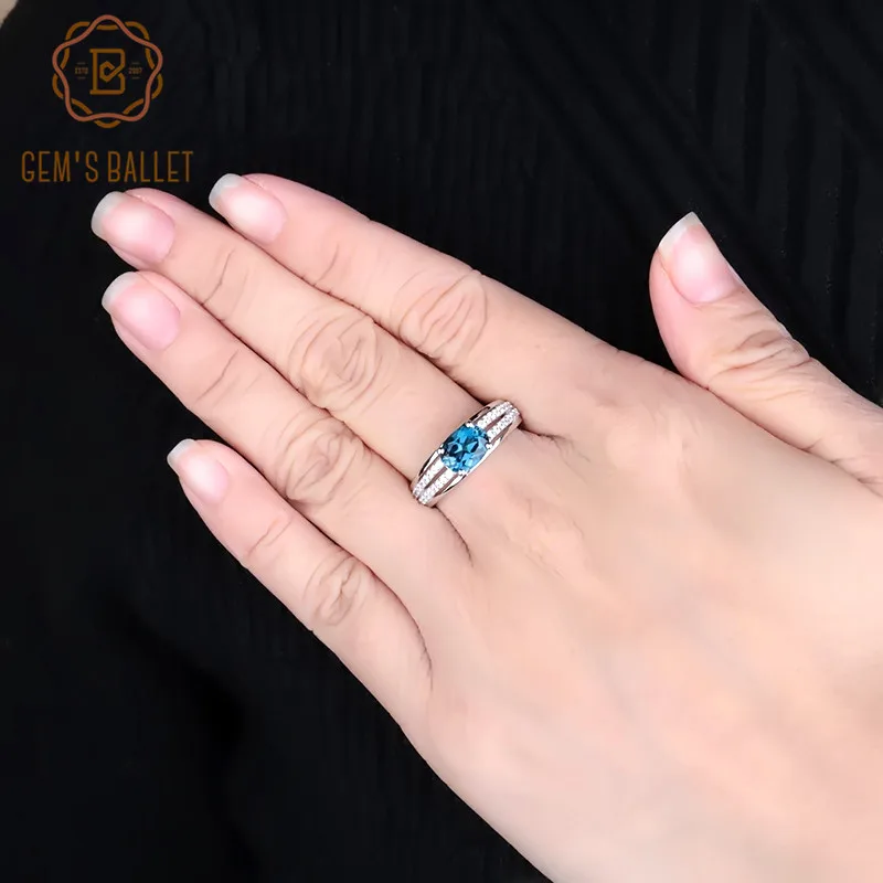 Gem's Ballet 100% 925 Sterling Silver Classic Rings 1.57Ct Oval Natural London Blue Topaz Gemstone Ring For Women Fine Jewelry
Gem's Ballet 100% 925 Sterling Silver Classic Rings 1.57Ct Oval Natural London Blue Topaz Gemstone Ring For Women Fine Jewelry