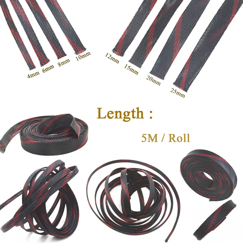 4/6/8/10/12/15/20/25mm Insulation Braided Cable Sleeving Expandable Tight Sleeves Protector 5M PET Wire Gland Cables Sheath
4/6/8/10/12/15/20/25mm Insulation Braided Cable Sleeving Expandable Tight Sleeves Protector 5M PET Wire Gland Cables Sheath
