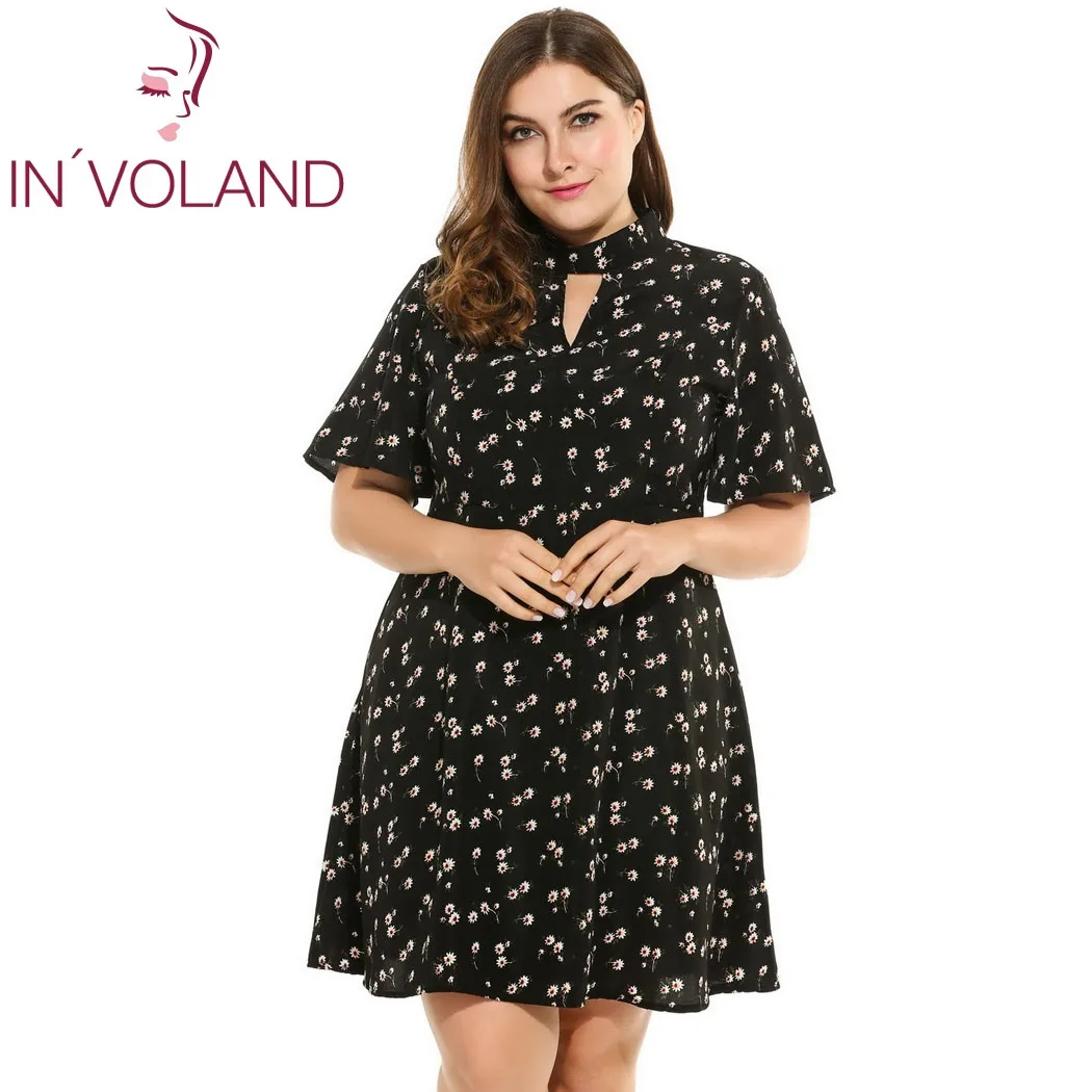 IN'VOLAND Women Floral Print Dress Plus Size Vintage Split Stand Collar Key Hole Short Flare Sleeve A-Line Dresses Oversize
IN'VOLAND Women Floral Print Dress Plus Size Vintage Split Stand Collar Key Hole Short Flare Sleeve A-Line Dresses Oversize