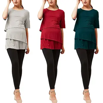 Maternity Breastfeeding Dresses Pregnant Women's Short Sleeve Fold Maternity Dress Comfy Maternity Nursing Cotton Dress Summer
Maternity Breastfeeding Dresses Pregnant Women's Short Sleeve Fold Maternity Dress Comfy Maternity Nursing Cotton Dress Summer