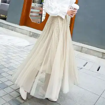 2020 Spring Summer Plus Size High Waist Korean Style Woman Lace A-line Skirts Casual Elegant Maxi Tulle Skirt Long Jupe Femme
2020 Spring Summer Plus Size High Waist Korean Style Woman Lace A-line Skirts Casual Elegant Maxi Tulle Skirt Long Jupe Femme