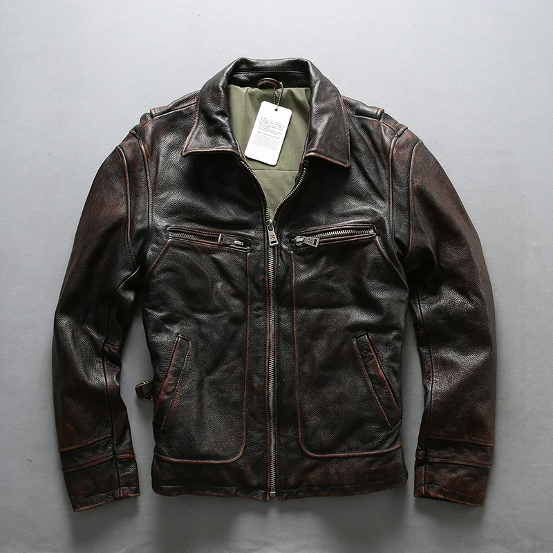 AVIREX FLY 2018 Vintage Motorcycle Biker Jacket Slim Fit Turn down Collar Solid Genuine Leather jacket Men Fashion Coat Male
AVIREX FLY 2018 Vintage Motorcycle Biker Jacket Slim Fit Turn down Collar Solid Genuine Leather jacket Men Fashion Coat Male