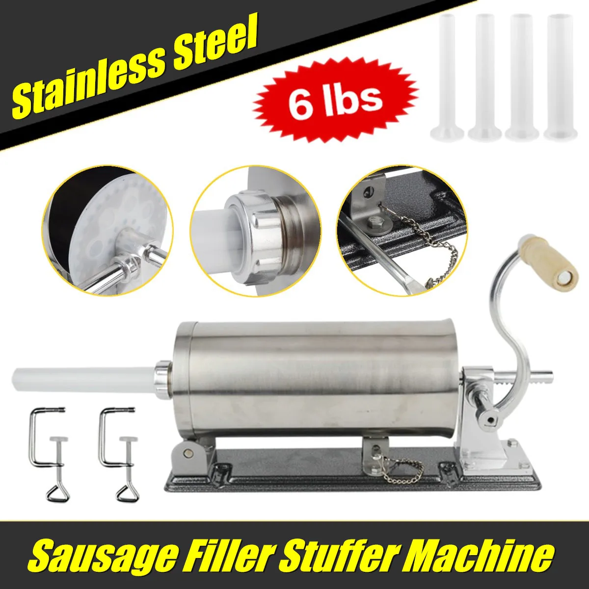 6 Lbs / 4.5Kg 304 Stainless Steel Homemade Sausage Stuffer Sausage Filling Machine Sausage Syringe Meat Filler Sausage Maker
6 Lbs / 4.5Kg 304 Stainless Steel Homemade Sausage Stuffer Sausage Filling Machine Sausage Syringe Meat Filler Sausage Maker