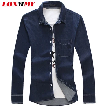 LONMMY PLUS SIZE Jeans men shirts camisa social Long sleeve shirts men dress casual slim fit denim shirt men blouse Dark blue
LONMMY PLUS SIZE Jeans men shirts camisa social Long sleeve shirts men dress casual slim fit denim shirt men blouse Dark blue