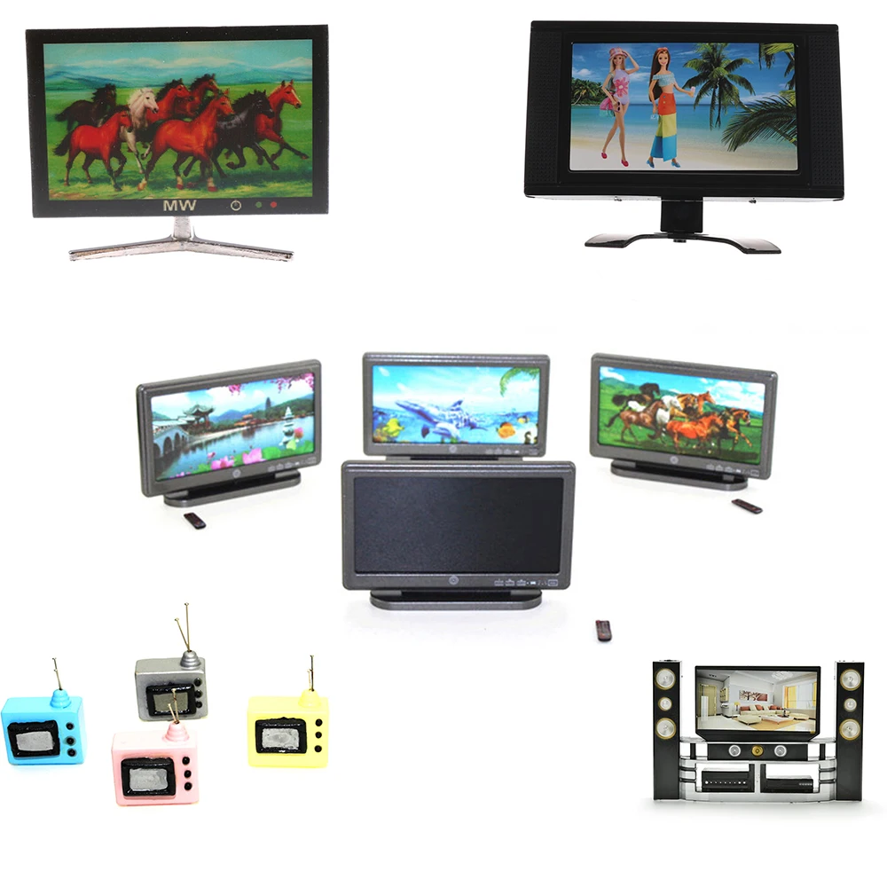 1 шт. Кукольный дом Hi-Fi ТВ шкаф аудио LCD плоский экран съемный кукольный домик