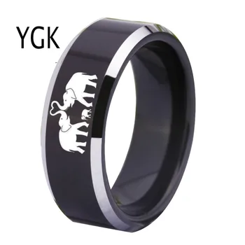 YGK Jewelry Elephant Family Design Black With Shiny Bevel Tungsten Ring Classic Men's Wedding Engagement Anniversary Gift Ring
YGK Jewelry Elephant Family Design Black With Shiny Bevel Tungsten Ring Classic Men's Wedding Engagement Anniversary Gift Ring