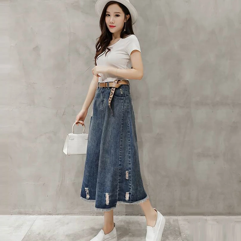 Casual Irregular Tassel Hem Jean Skirt Women Streetwear Casual Hole Ankle Length Denim Skirt 2018 Pocket Denim Summer Long Skirt
Casual Irregular Tassel Hem Jean Skirt Women Streetwear Casual Hole Ankle Length Denim Skirt 2018 Pocket Denim Summer Long Skirt