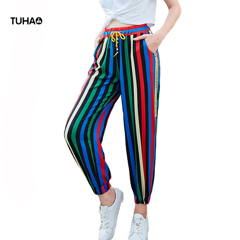 TUHAO 2019 Summer Pants Colorful Striped Side Letters Print Hem Hollow Out Thin Elastic High Waist Harem Pants For Ladies TP1825
TUHAO 2019 Summer Pants Colorful Striped Side Letters Print Hem Hollow Out Thin Elastic High Waist Harem Pants For Ladies TP1825