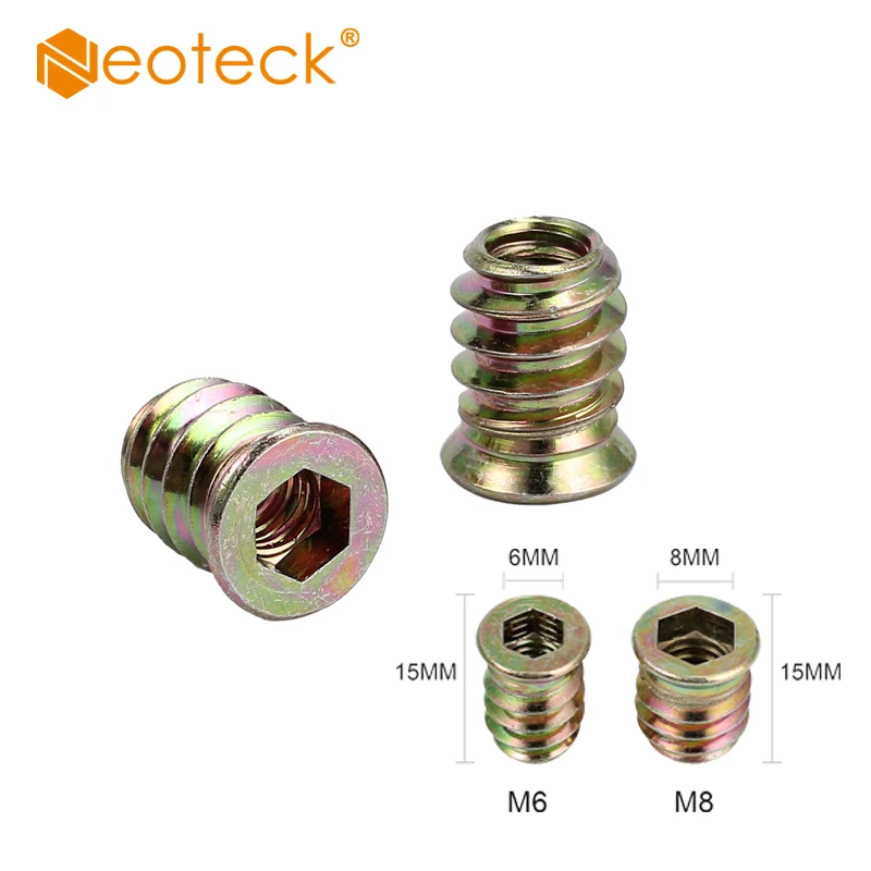 Neoteck 100 Pcs M6 M8 Insert Furniture Nuts Hex Socket Carbon Steel Threaded Screw Fastener Hardware Type D screws Nuts For Wood
Neoteck 100 Pcs M6 M8 Insert Furniture Nuts Hex Socket Carbon Steel Threaded Screw Fastener Hardware Type D screws Nuts For Wood