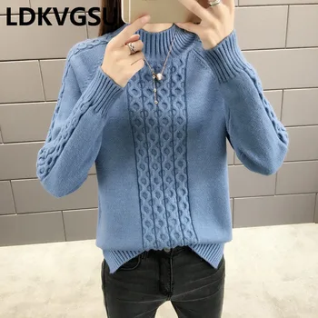 Autumn Winter Half High Collar Solid Color Female Twisted Knit Sweater 2018 New Loose Women's Short Sweater Tide 9Colors Is1369
Autumn Winter Half High Collar Solid Color Female Twisted Knit Sweater 2018 New Loose Women's Short Sweater Tide 9Colors Is1369