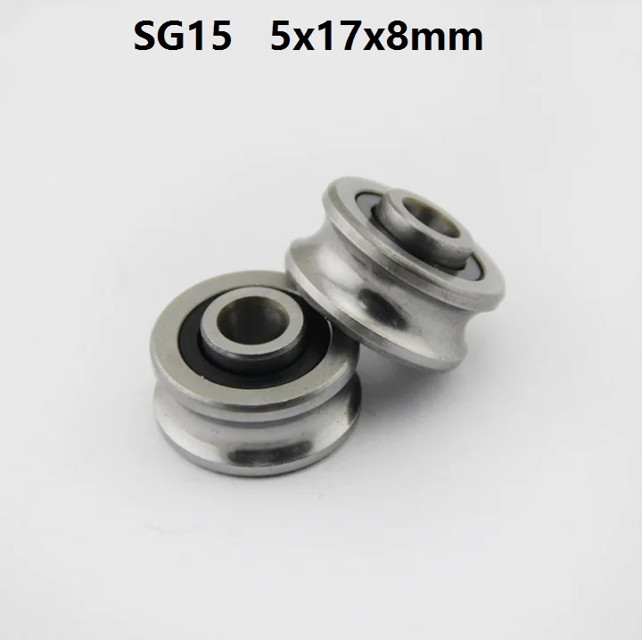 Фото 100pcs/lot SG15 5x17x8 mm U groove roller bearing wheel pulley ball guide track embroidery machine  Строительство и | Shafts (32966093036)