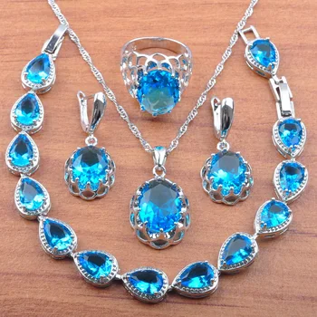 Natural Sky Blue Zirconia Lady 925 Silver Jewelry Sets Wedding Jewelry Earrings Necklace Pendant Rings Bracelet Set JS0161
Natural Sky Blue Zirconia Lady 925 Silver Jewelry Sets Wedding Jewelry Earrings Necklace Pendant Rings Bracelet Set JS0161