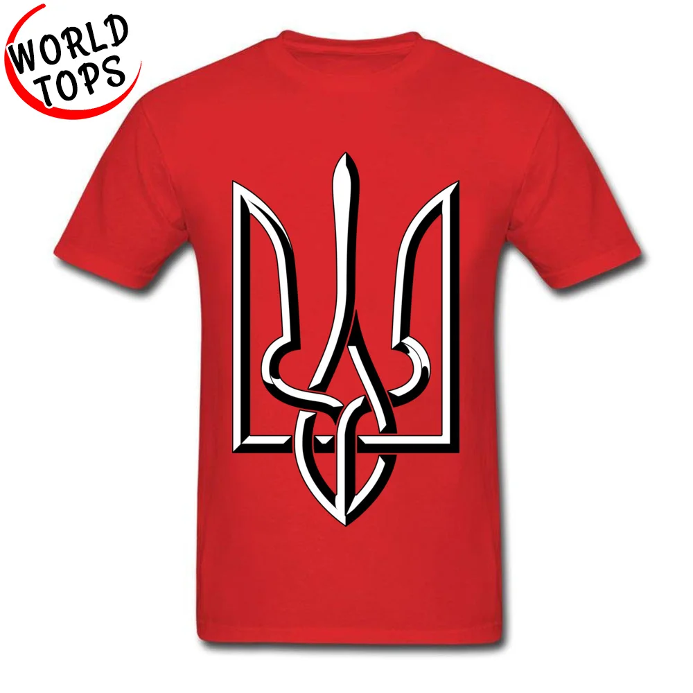 T Shirt Slim Fit T Shirt Summer Fall Hip Hop Casual Short Sleeve 100% Cotton O-Neck Men's T Shirt Casual Drop Shipping Woven Ukrainian trident in black and white red