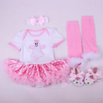 

4PCs per Set Baby Girls' Halloween Ghost Pink White Tutu Dress Infant 1st Cosplay Costume Headband Shoes Leg Warmers