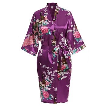 Sexy Women Purple Mini Sleepwear Print Peacock Summer Satin Nightwear Home Dress Bride Bridesmaid Wedding Robes Kimono Bath Gown
Sexy Women Purple Mini Sleepwear Print Peacock Summer Satin Nightwear Home Dress Bride Bridesmaid Wedding Robes Kimono Bath Gown