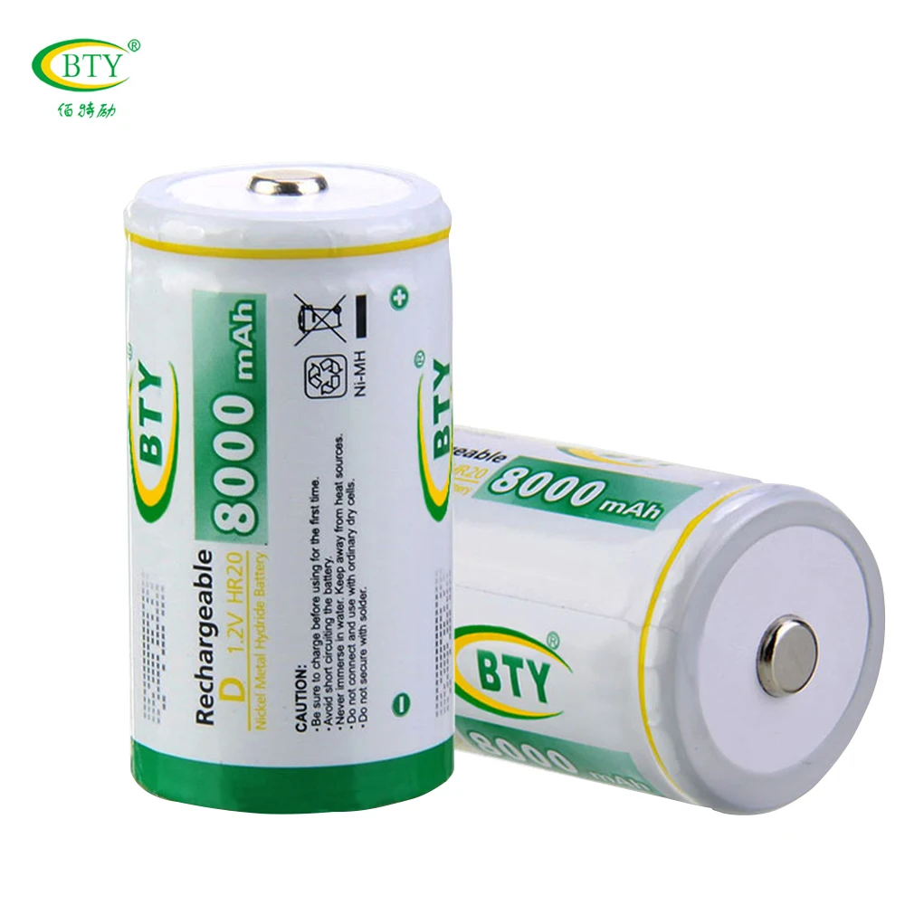 

BTY 8000mah NIMH Size D Rechargeable Battery HR20 Batteries 8000 mah 1.2V NI-MH D Recharge Batteria HR 20 type D
