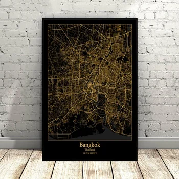 Bangkok Thailand city map Black and Gold City Map Modern City Canvas Art Print Wall Pictures for Living Room No Frame
Bangkok Thailand city map Black and Gold City Map Modern City Canvas Art Print Wall Pictures for Living Room No Frame