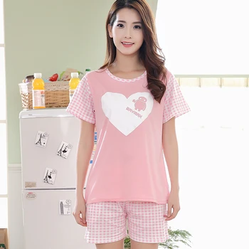New Arrival Short Sleeved Cotton Pajamas for Women Sweet Girl Pajama Sets Pink Sleepwear Cartoon Check Pijamas mujer Women's pj
New Arrival Short Sleeved Cotton Pajamas for Women Sweet Girl Pajama Sets Pink Sleepwear Cartoon Check Pijamas mujer Women's pj