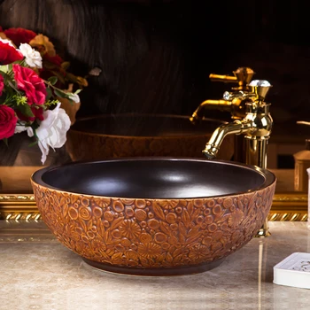 Brown color Round Countertop Ceramic glazed basin Bathroom Sink bowl luxury vessel sinks
Brown color Round Countertop Ceramic glazed basin Bathroom Sink bowl luxury vessel sinks