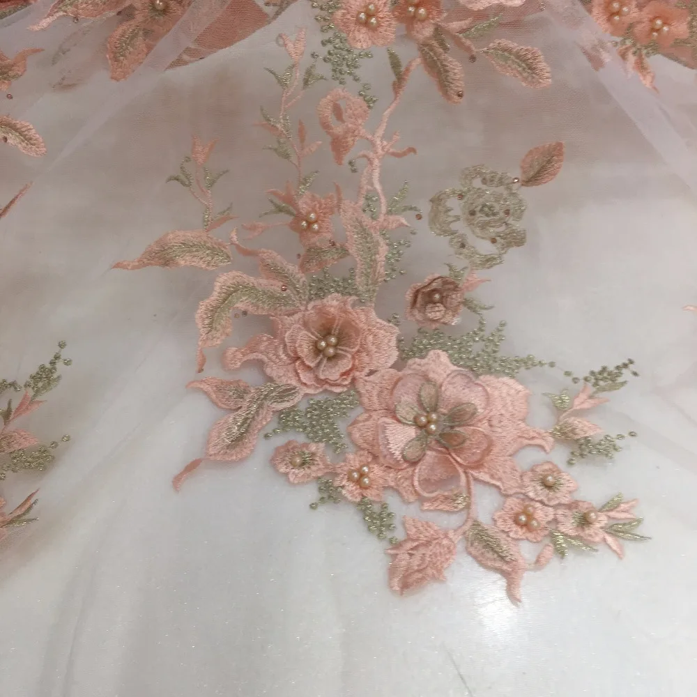 Embroidered Tulle Lace Fabric Pearls Applique For Wedding Party African 3D Flower High Quality Beaded Mesh
Embroidered Tulle Lace Fabric Pearls Applique For Wedding Party African 3D Flower High Quality Beaded Mesh