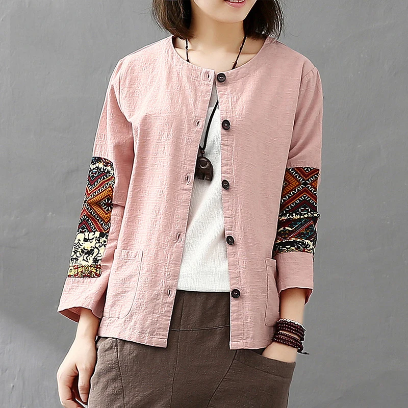Cotton Linen Women Jacket Thin 2019 Autumn National Patchwork Nine Quarter Sleeves Cardigan Vintage Pocket Women Coat YoYiKamomo
Cotton Linen Women Jacket Thin 2019 Autumn National Patchwork Nine Quarter Sleeves Cardigan Vintage Pocket Women Coat YoYiKamomo