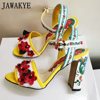 Ethnic Painted Women's Sandals Crystal Flower Patent Leather High Heels One Strap Diamond Buckle 9cm Gladiator Sandals Female
Ethnic Painted Women's Sandals Crystal Flower Patent Leather High Heels One Strap Diamond Buckle 9cm Gladiator Sandals Female