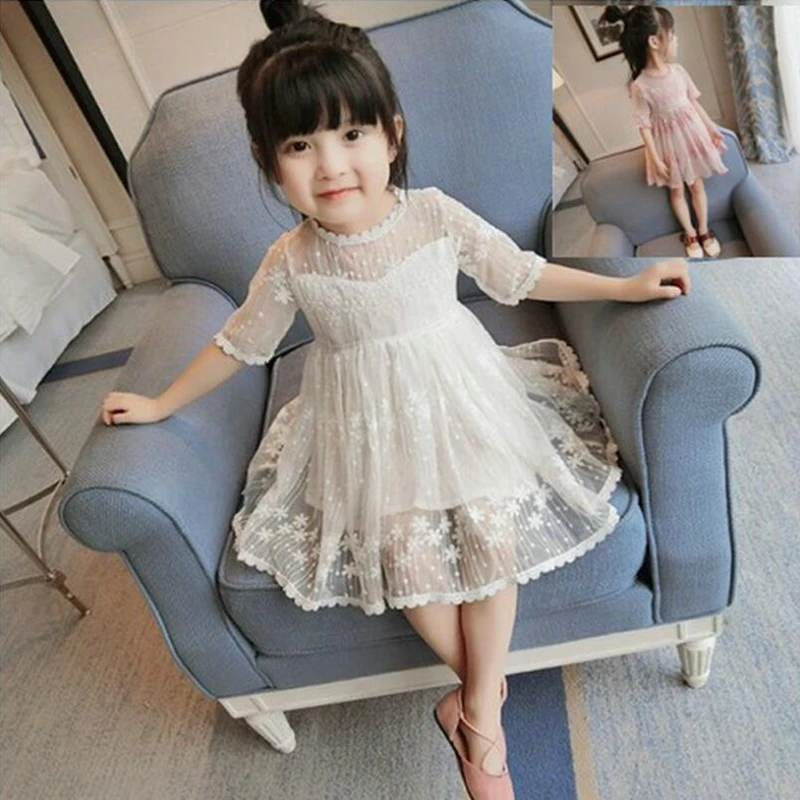 Summer Girl Lace Dress 2018 Kids Dresses For Girls Princess Party Wedding Birthday Short Sleeve Baby Toddler JW3545 | Детская одежда и
