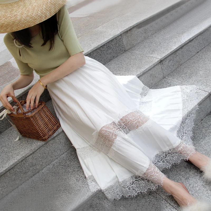 Free Shipping 2019 New Fashion Cotton And Lace Long Maxi Skirts For Women Summer Spring White Elastic Waist A-line Skirts
Free Shipping 2019 New Fashion Cotton And Lace Long Maxi Skirts For Women Summer Spring White Elastic Waist A-line Skirts