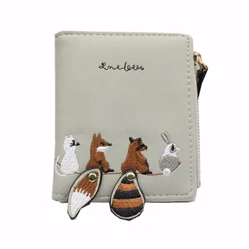 M311 Cute Fresh Folding Mini Personality Zero Purse Multi Card Embroidery Pattern Big Tail Fox PU Women Short Wallet
M311 Cute Fresh Folding Mini Personality Zero Purse Multi Card Embroidery Pattern Big Tail Fox PU Women Short Wallet
