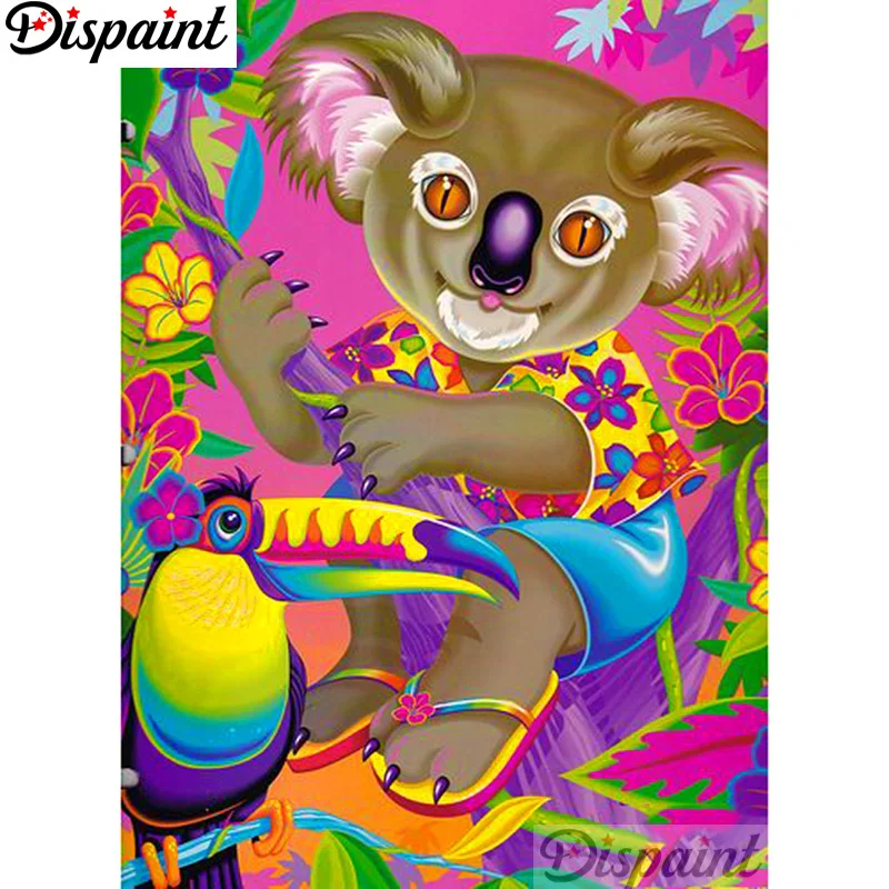 Dispaint Full Square/Round Drill 5D DIY Diamond Painting "Cartoon bear bird" 3D Embroidery Cross Stitch Home Decor Gift A12453 | Дом и