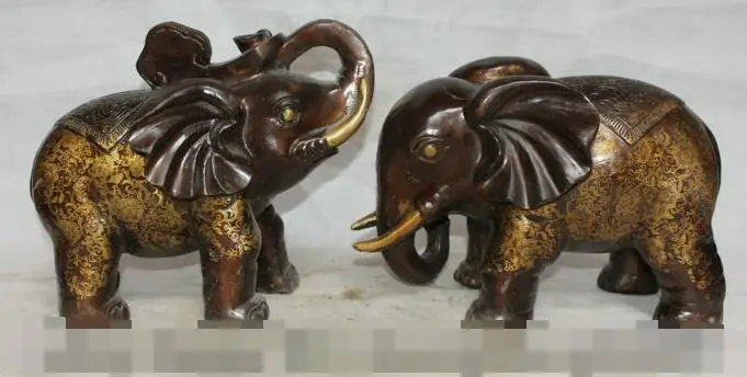 S01092 12" China Bronze Folk Auspicious Ru Yi Wealth elephant Statue sculpture Pair B0403
S01092 12" China Bronze Folk Auspicious Ru Yi Wealth elephant Statue sculpture Pair B0403