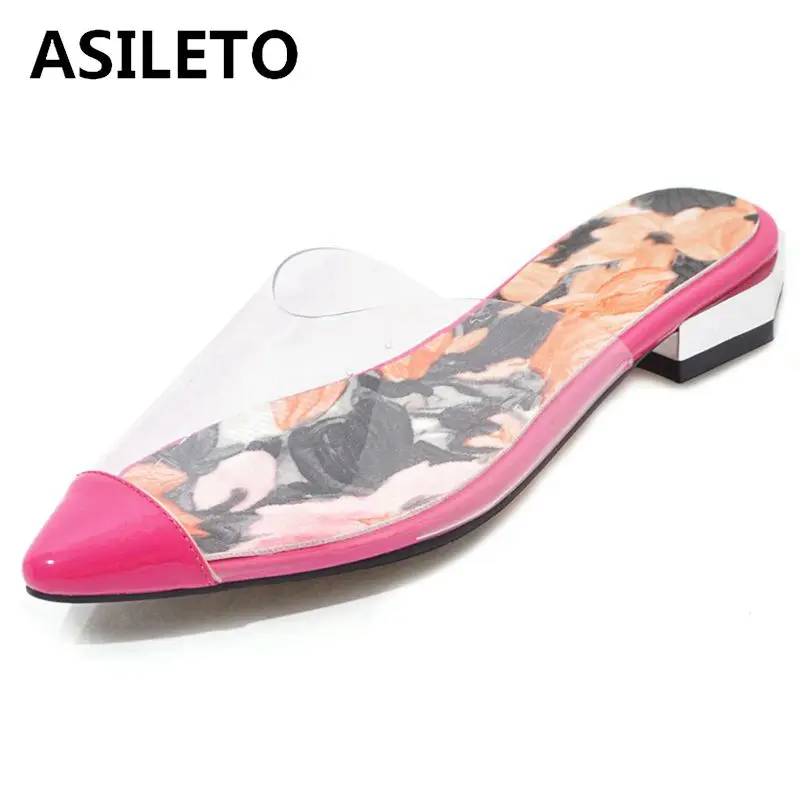 ASILETO Big size 32-48 summer slippers women Pointed Transparent pvc flat mules printed flower slides casual outside shoes C1236
ASILETO Big size 32-48 summer slippers women Pointed Transparent pvc flat mules printed flower slides casual outside shoes C1236
