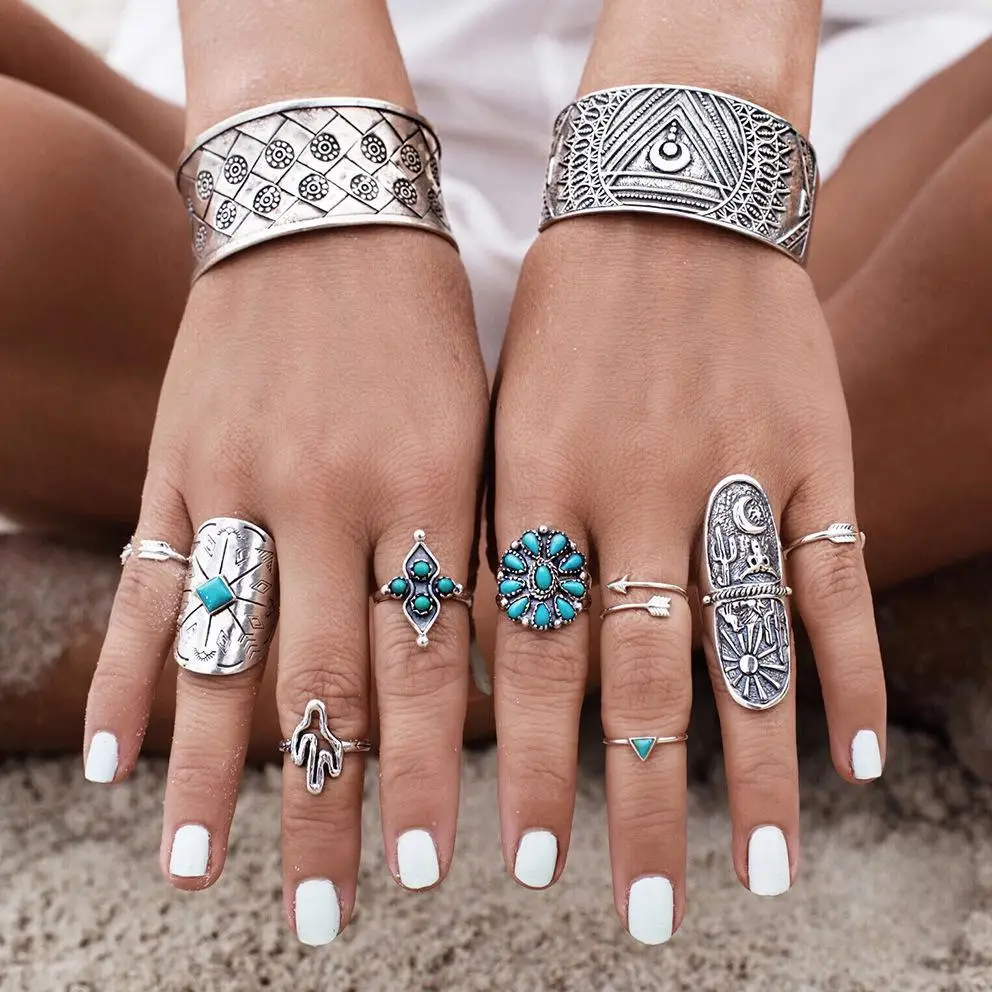 2018 Bohemian Vintage Stone Midi Ring Set For Women Antique Silver Color Heart Flower Knuckle Rings Boho Jewelry Anillos
2018 Bohemian Vintage Stone Midi Ring Set For Women Antique Silver Color Heart Flower Knuckle Rings Boho Jewelry Anillos
