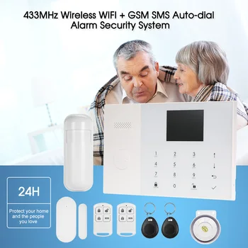 433MHz Wireless GSM&WIFI SMS Auto-dial Alarm Security System LCD Display Door Sensor PIR Motion Sensor Security Alarm Systems
433MHz Wireless GSM&WIFI SMS Auto-dial Alarm Security System LCD Display Door Sensor PIR Motion Sensor Security Alarm Systems