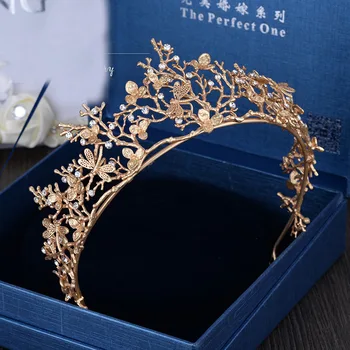 New Trendy Vintage Gold Flower Bridal Crown Rhinestone Tiaras for Women Wedding Hair Accessories wholesale
New Trendy Vintage Gold Flower Bridal Crown Rhinestone Tiaras for Women Wedding Hair Accessories wholesale