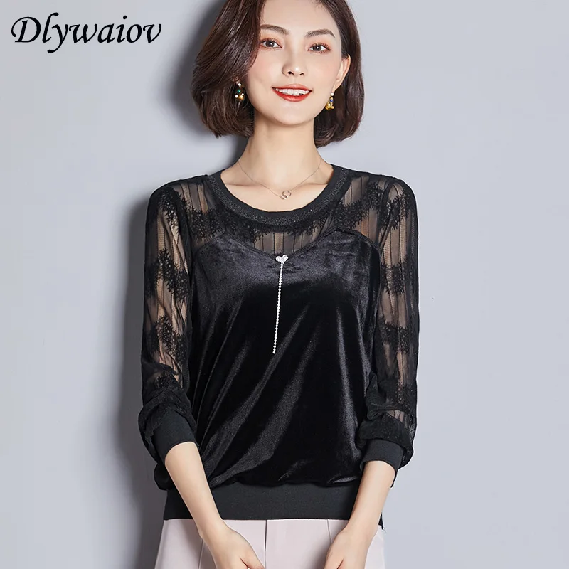 Velvet Top Women Shirt Fashion Lace Blouse Female Modis Plus Size Female Casual shirts 2019 Spring Black Femme Long Sleeve Tops
Velvet Top Women Shirt Fashion Lace Blouse Female Modis Plus Size Female Casual shirts 2019 Spring Black Femme Long Sleeve Tops