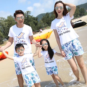 Family Set Summer Mother Father Kids Cotton Leisure Fashion T-shirt +Pants Couple Lovers Holiday Beach Clothing Set 
Family Set Summer Mother Father Kids Cotton Leisure Fashion T-shirt +Pants Couple Lovers Holiday Beach Clothing Set