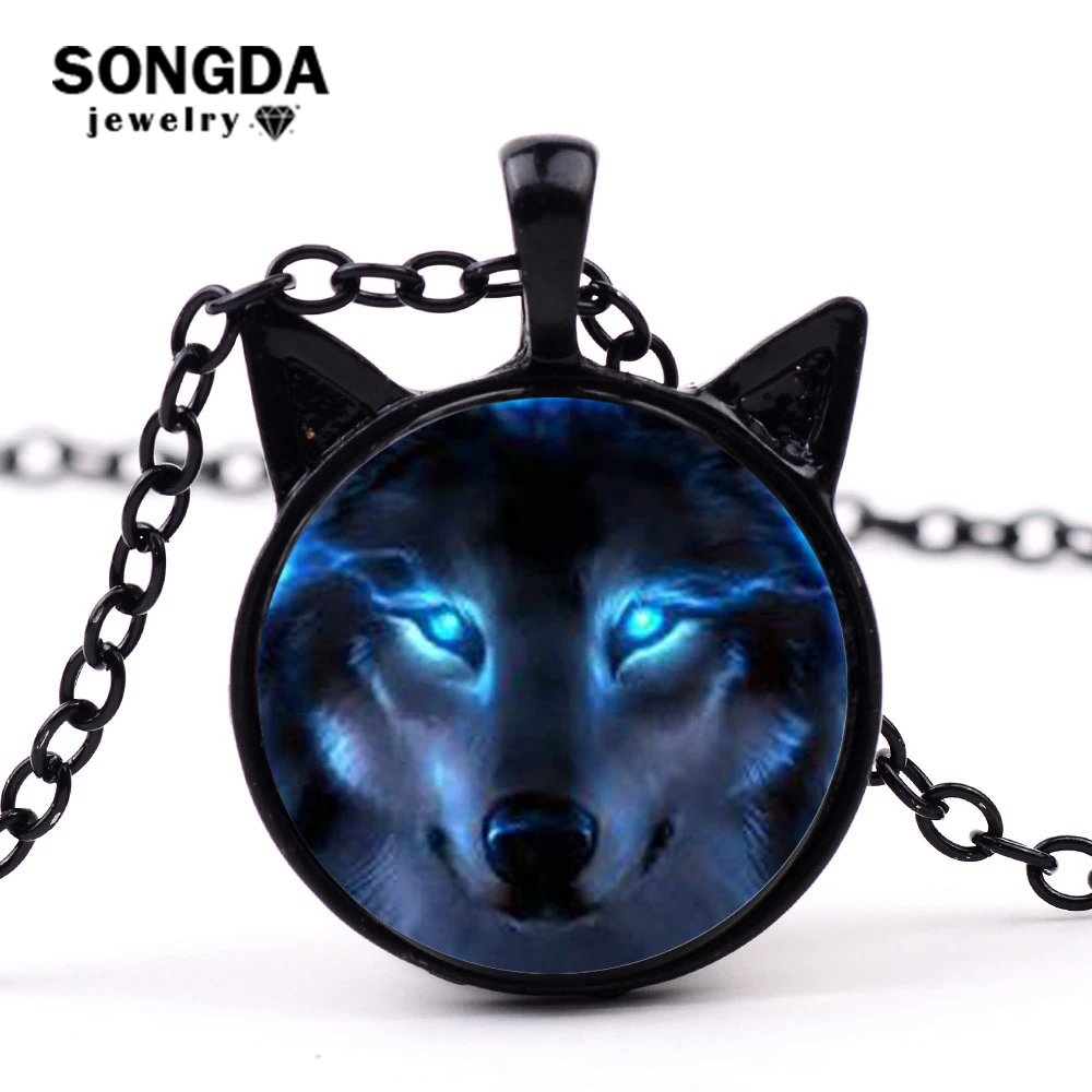 Captain/'s Wheel Black Glass Cabochon Necklace chain Pendant Wholesale
