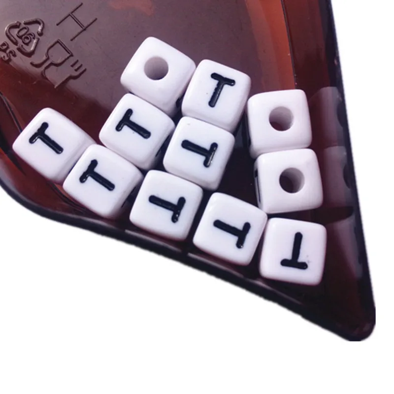 Оптовая цена акриловые буквы с буквенным принтом T бусины-кубики 10*10 мм