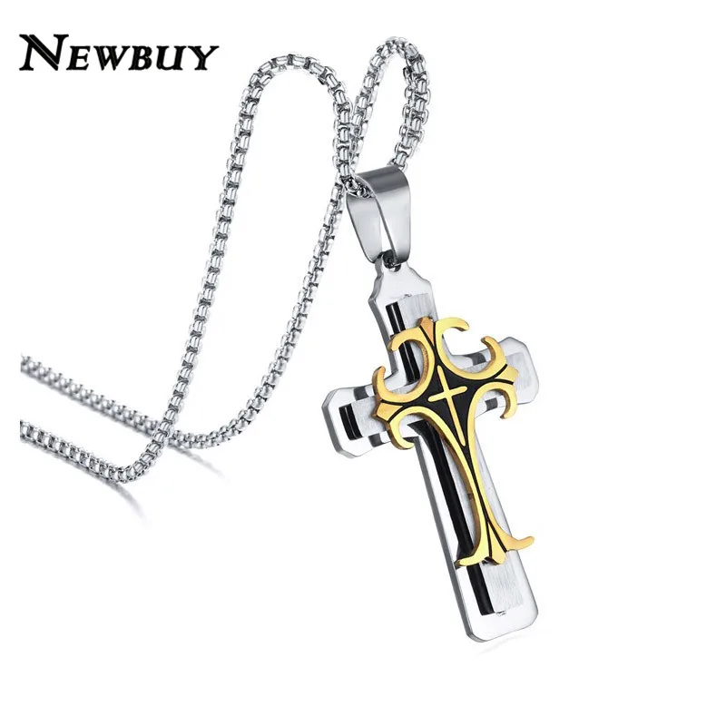 NEWBUY Men's Stainless Steel Large Fleur-de-lis Cross 3-Tone Pendant Necklace 24" Chain Party Jewelry
NEWBUY Men's Stainless Steel Large Fleur-de-lis Cross 3-Tone Pendant Necklace 24" Chain Party Jewelry